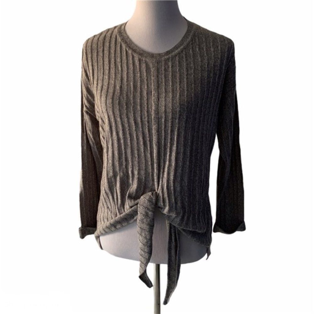 soho Jeans Grey Front Tie Sweater size S
